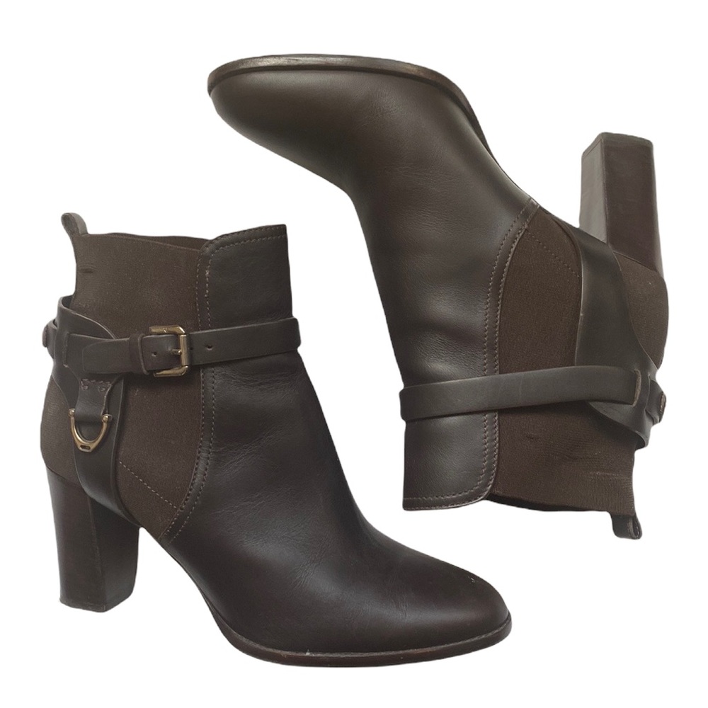 Ralph Lauren Brown Leather Heeled Booties